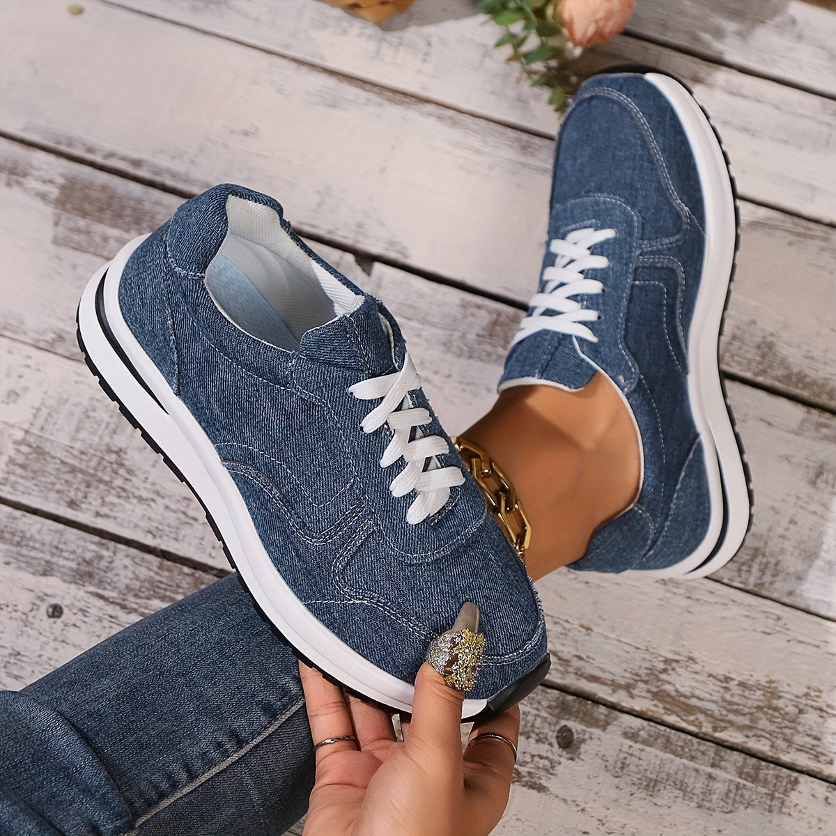 Sneakersy Damskie Płócienne na Platformie – Buty Sportowe Damskie Casualowe