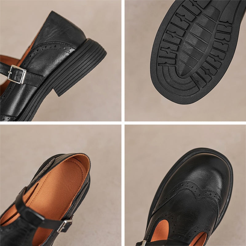 Buty Damskie Oxford Mary Jane na Platformie – Vintage Brązowe Czółenka
