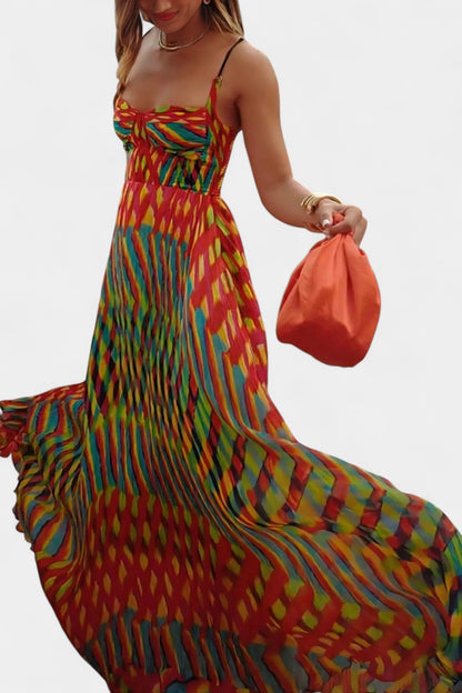 Oceana Abstract Halter Maxi Dress | Painterly Print, A-Line