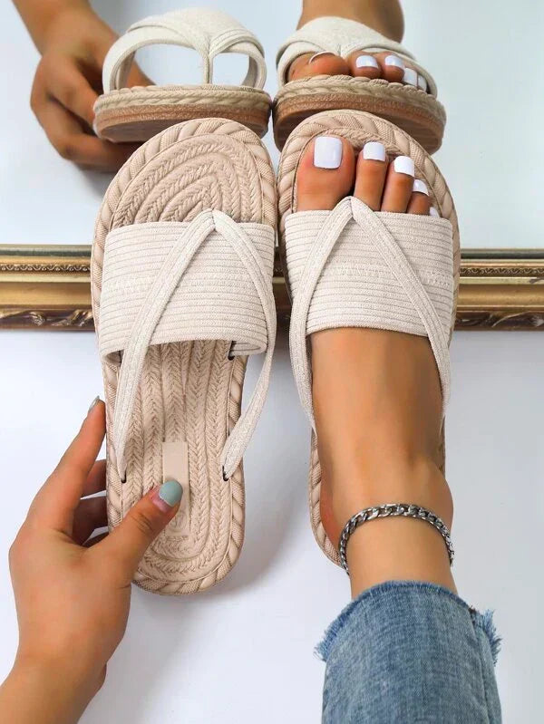 Espadryle Damskie – Plecione z Juty Płaskie Wsuwane