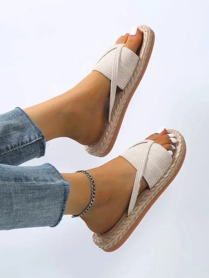 Espadryle Damskie – Plecione z Juty Płaskie Wsuwane