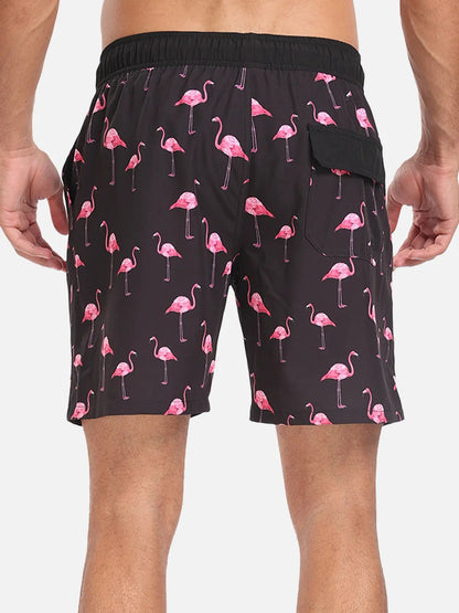 Momount Spodenki Kąpielowe Męskie we Flamingi – ze Sznurkiem, Plażowe Letnie