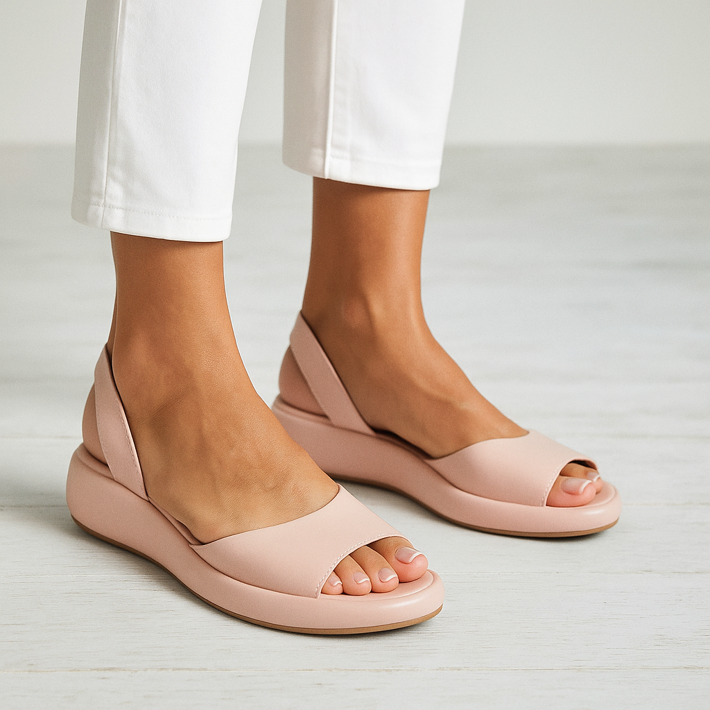Sandały na Koturnie Damskie – Pomarańczowe Skórzane Slingback Platforma