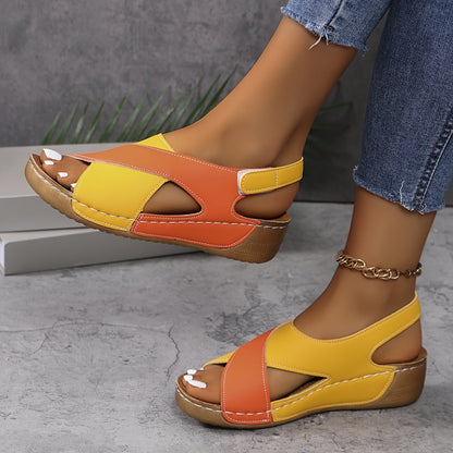 Sandały na Platformie Damskie – Dwukolorowe Wyściełane Slingback