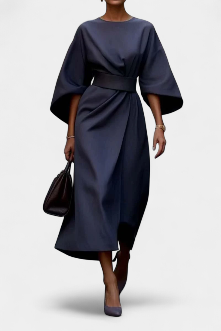 Micaela Lantern Sleeve Midi Dress | Cinched Waist, Refined