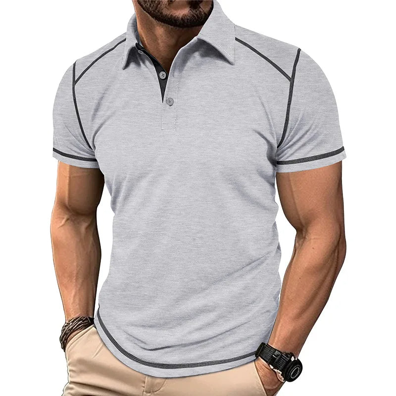 Momount Men Polo Shirt – Contrast Stitching Athletic Fit Short Sleeve