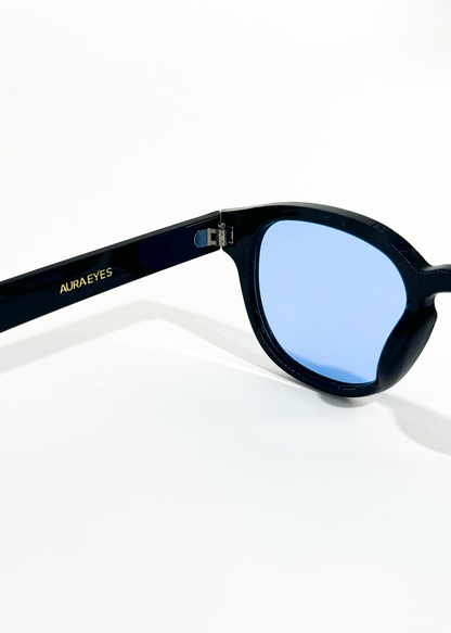Isadora | Vintage Przyciemniane Niebieskie Okrągłe Okulary Przeciwsłoneczne Damskie – Okulary Słoneczne UV400