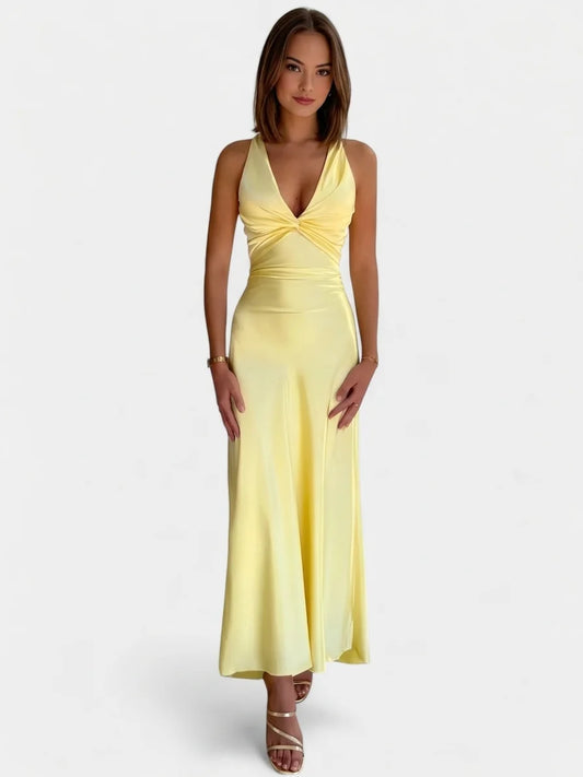 Dolores V-Neck Dress | Twisted Waist, Elegant Occasion - main - front