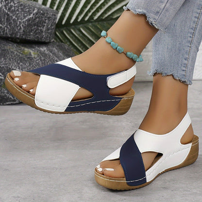 Sandały na Platformie Damskie – Dwukolorowe Wyściełane Slingback