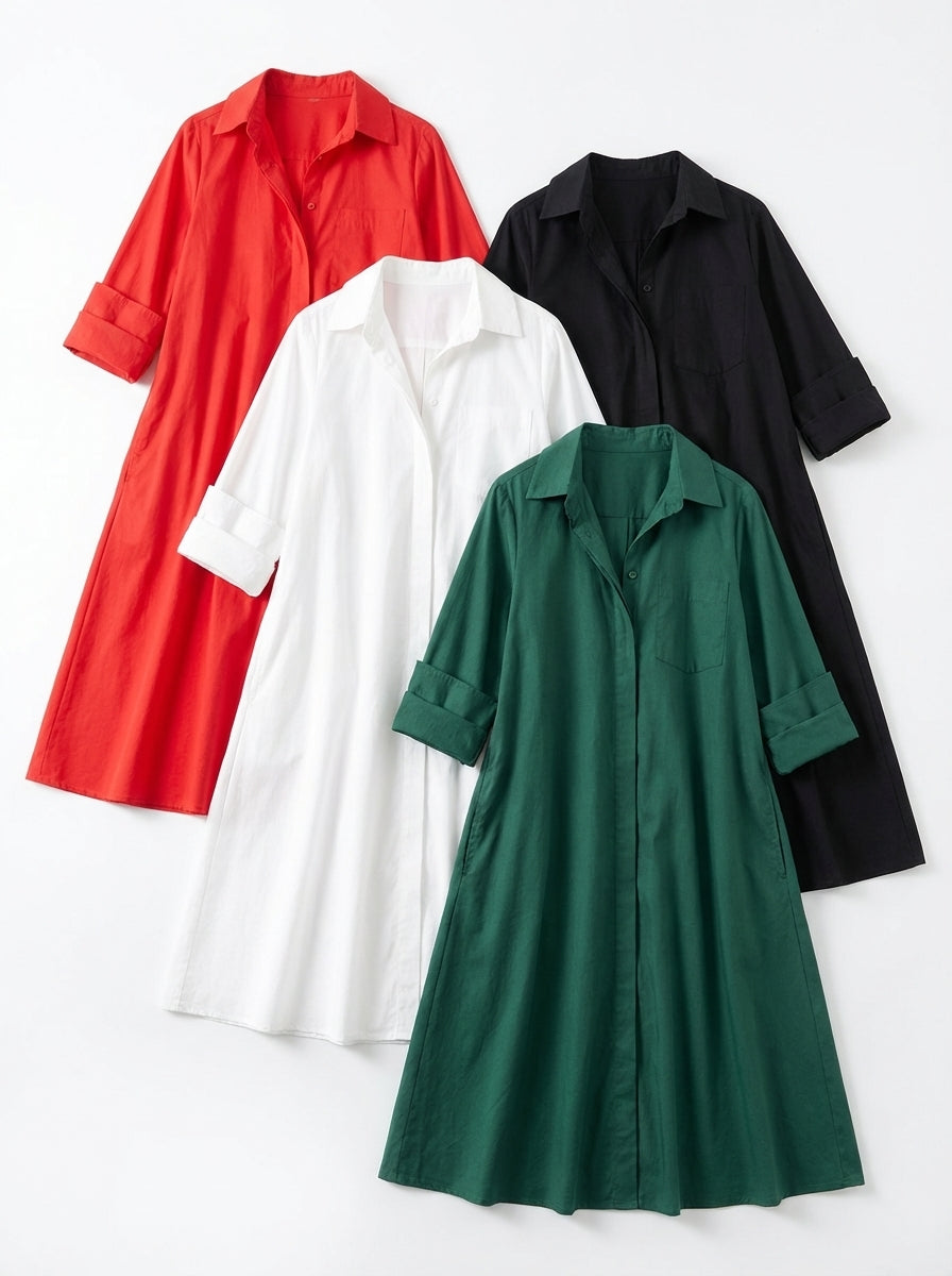 Larissa Cotton-Silk Midi Dress - Flat Lay Multi-Colors