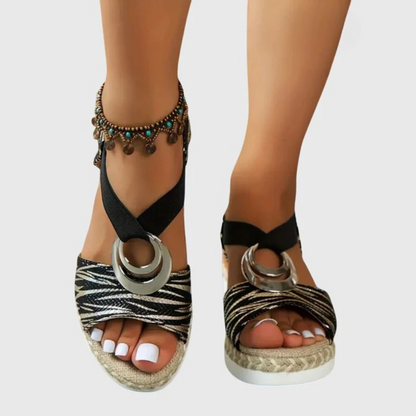 Espadryle na Koturnie Damskie – Pudrowy Róż Metaliczny Pasek