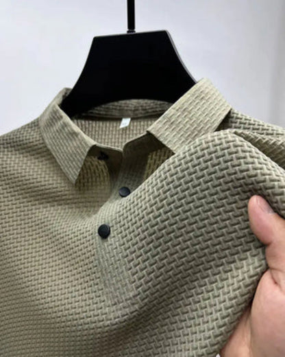 Koszulka Polo Męska Waffle – Tekstura Krótki Rękaw Casualowa