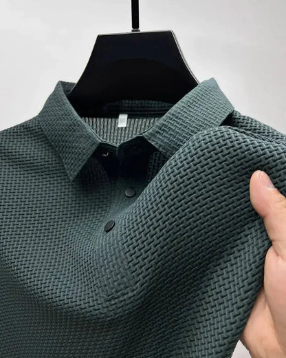 Koszulka Polo Męska Waffle – Tekstura Krótki Rękaw Casualowa