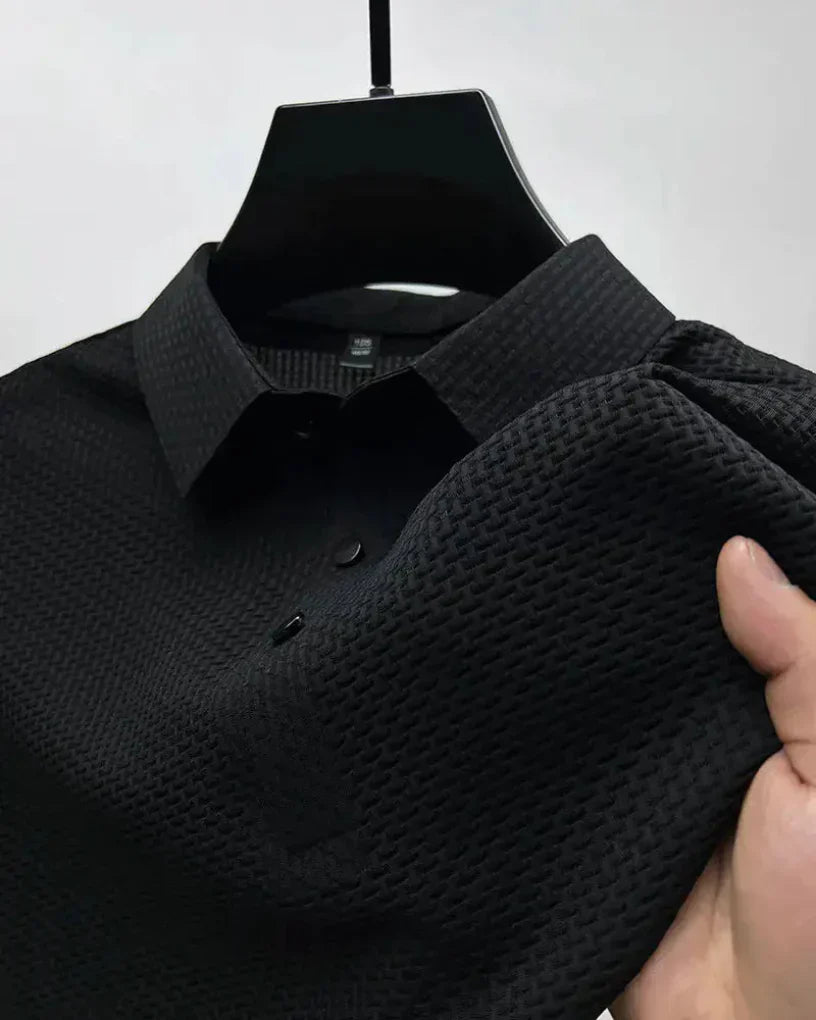 Koszulka Polo Męska Waffle – Tekstura Krótki Rękaw Casualowa