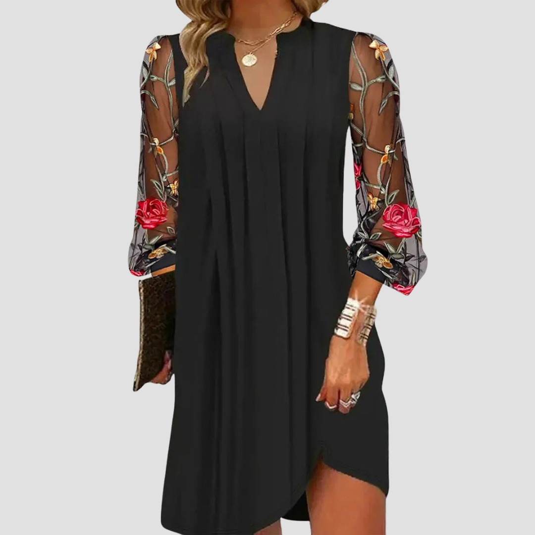 Natalia Sheer Sleeve Mini Dress | Artistic, Modern Charm