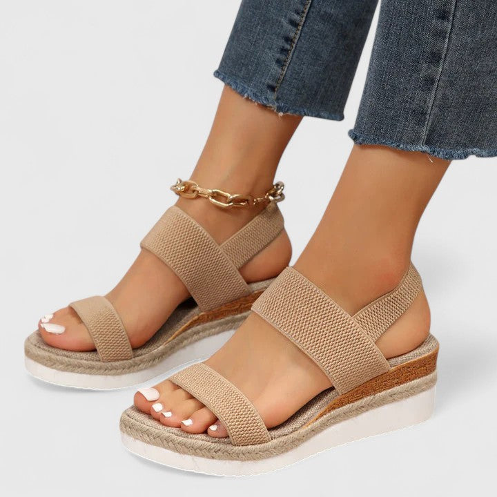 Momount Damskie Espadryle na Koturnie – Elastyczny Pasek Juta Platforma Otwarte Palce