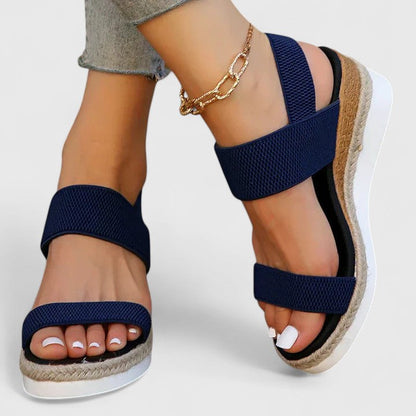 Momount Damskie Espadryle na Koturnie – Elastyczny Pasek Juta Platforma Otwarte Palce