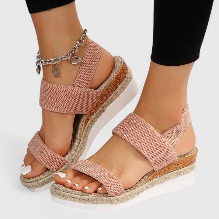 Momount Damskie Espadryle na Koturnie – Elastyczny Pasek Juta Platforma Otwarte Palce