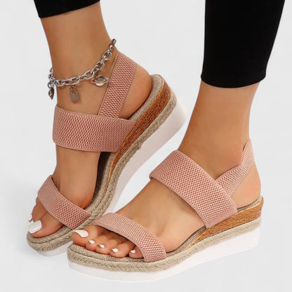 Momount Damskie Espadryle na Koturnie – Elastyczny Pasek Juta Platforma Otwarte Palce