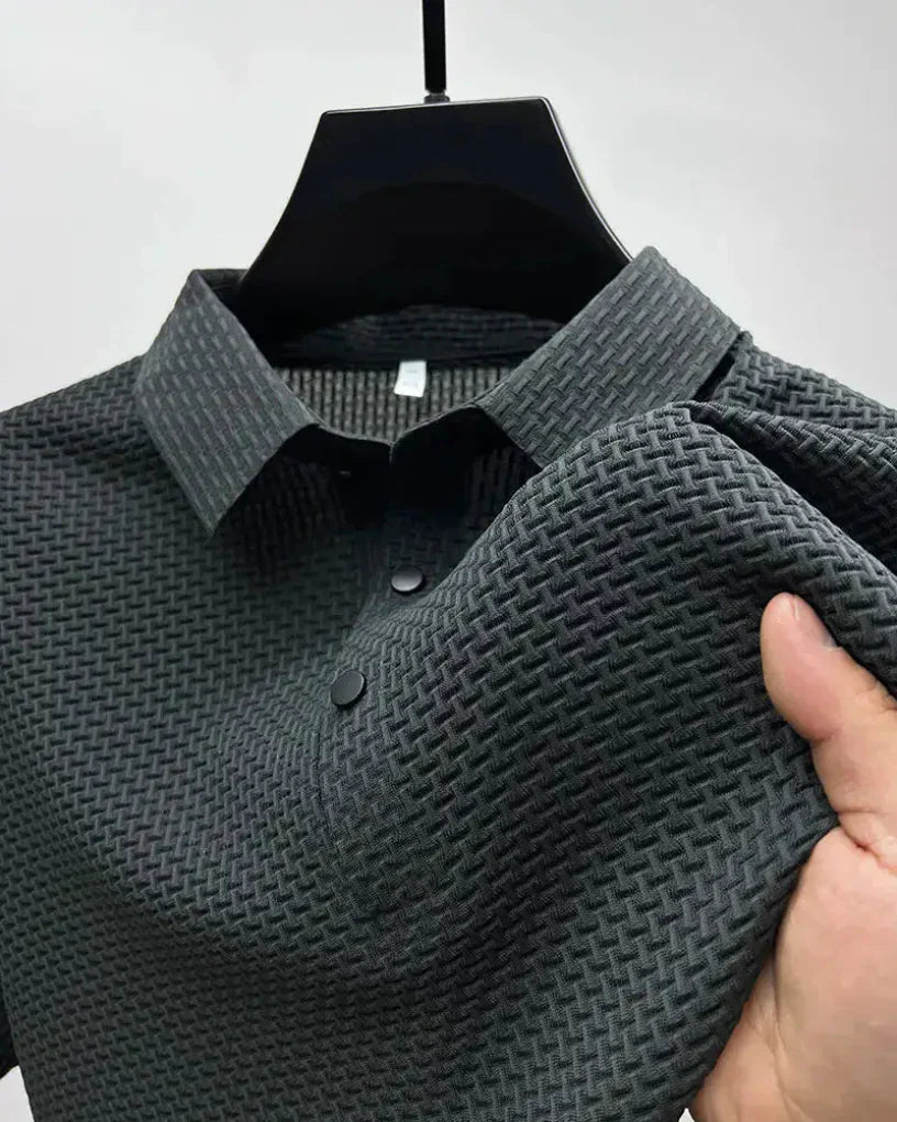 Koszulka Polo Męska Waffle – Tekstura Krótki Rękaw Casualowa