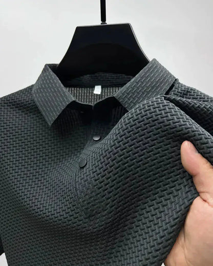 Koszulka Polo Męska Waffle – Tekstura Krótki Rękaw Casualowa