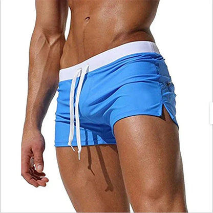 Momount Spodenki Kąpielowe Męskie Slim Fit – ze Sznurkiem i Kieszenią na Zamek, Szybkoschnące