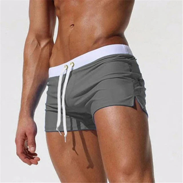 Momount Spodenki Kąpielowe Męskie Slim Fit – ze Sznurkiem i Kieszenią na Zamek, Szybkoschnące