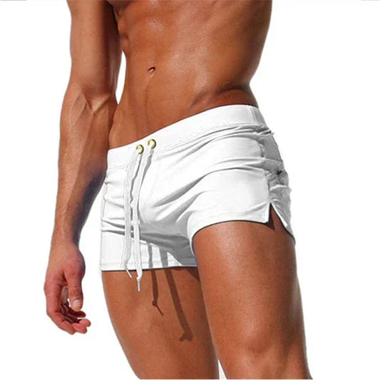 Momount Spodenki Kąpielowe Męskie Slim Fit – ze Sznurkiem i Kieszenią na Zamek, Szybkoschnące