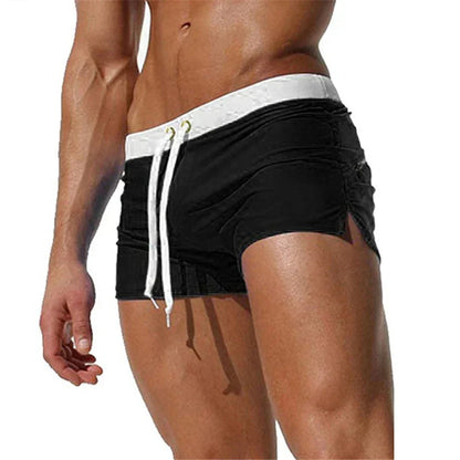 Momount Spodenki Kąpielowe Męskie Slim Fit – ze Sznurkiem i Kieszenią na Zamek, Szybkoschnące