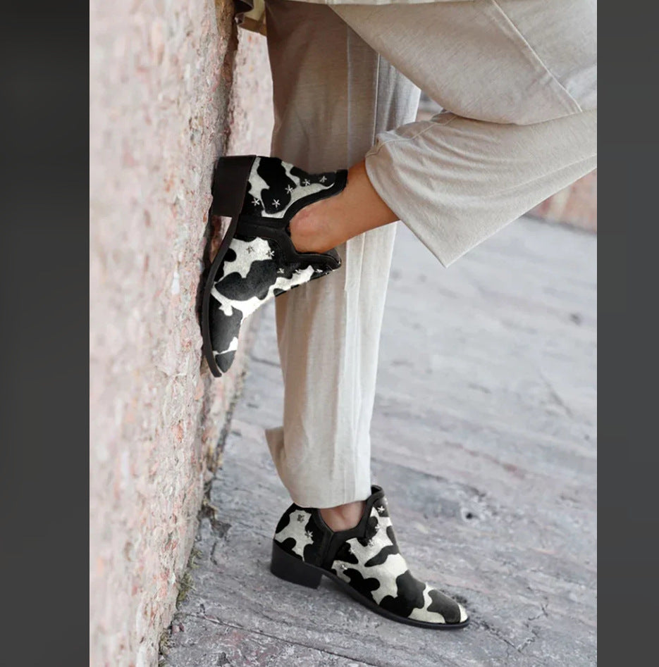 Women's Studded Ankle Boots – Pointed Toe Slip-On Western