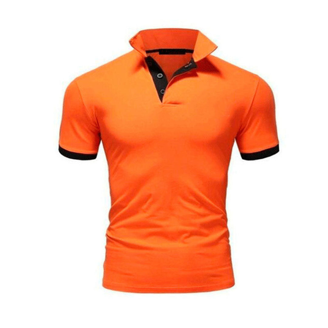 Koszulka Polo Męska – Stójka Kontrastowe Wykończenie Slim Fit
