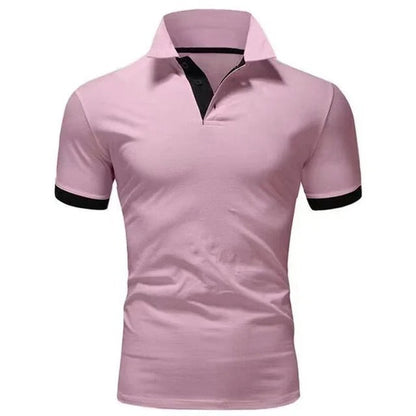 Koszulka Polo Męska – Stójka Kontrastowa Plisa Slim Fit