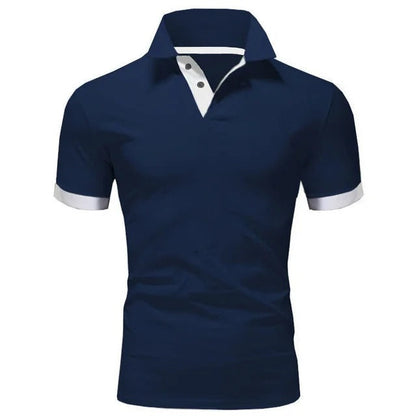 Koszulka Polo Męska – Stójka Kontrastowa Plisa Slim Fit