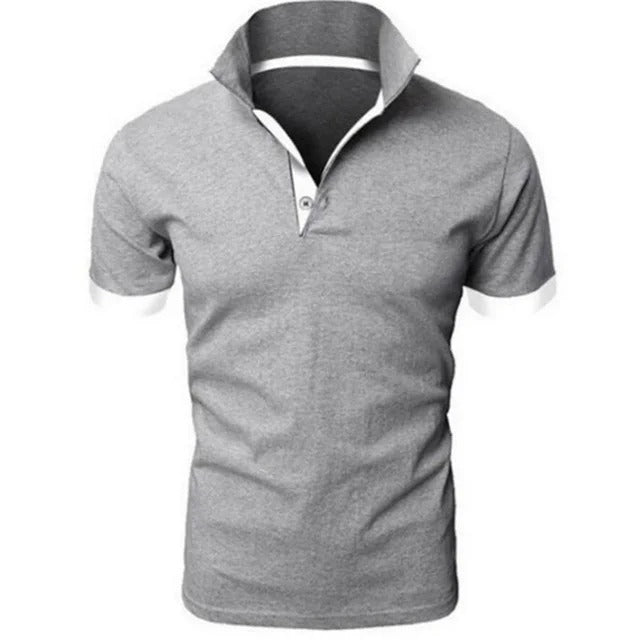 Koszulka Polo Męska – Stójka Kontrastowa Plisa Slim Fit