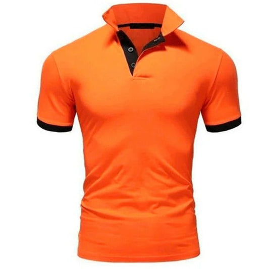 Koszulka Polo Męska – Stójka Kontrastowa Plisa Slim Fit