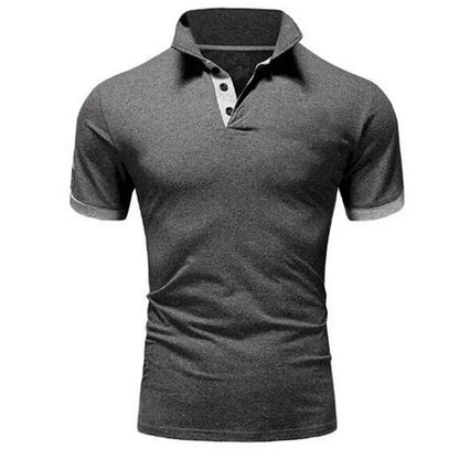Koszulka Polo Męska – Stójka Kontrastowa Plisa Slim Fit
