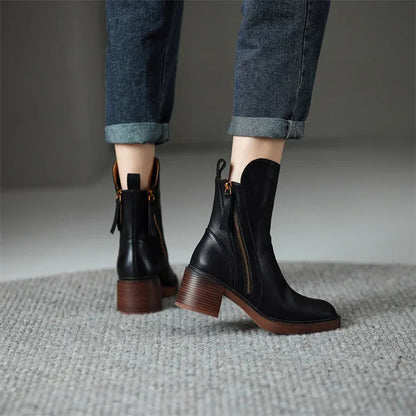 Botki Damskie Skórzane Western na Słupku – Eleganckie Botki Jesienne
