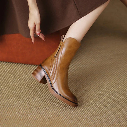 Botki Damskie Skórzane Western na Słupku – Eleganckie Botki Jesienne