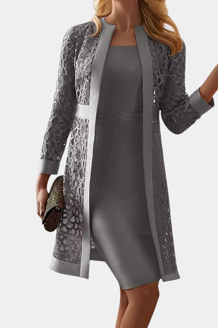 Komplet Damski Koronkowy Bodycon z Otwartym Przodem – Elegancki Zestaw Damski