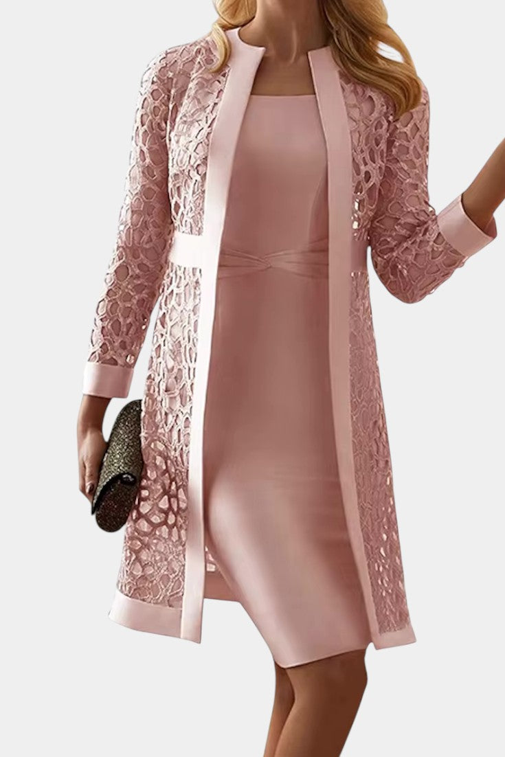 Komplet Damski Koronkowy Bodycon z Otwartym Przodem – Elegancki Zestaw Damski