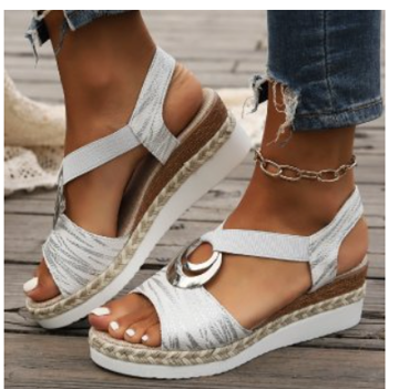 Espadryle na Koturnie Damskie – Białe O-Ring Slingback