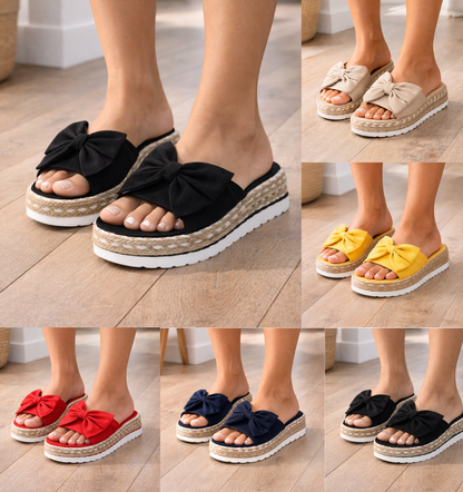Espadryle Damskie – Zamszowe z Kokardą na Platformie Wygodne