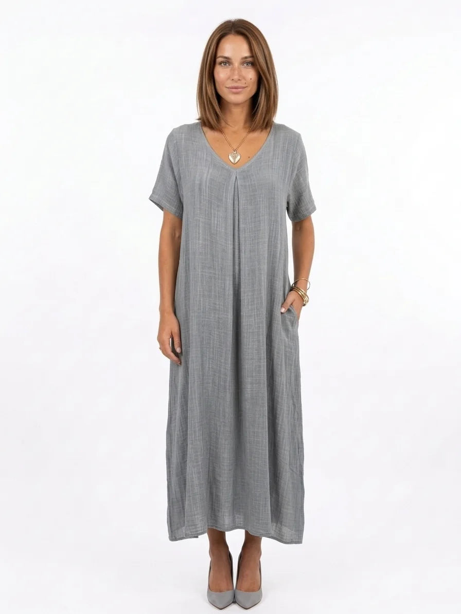 Alia Boho Summer Dress | Bohemian, Alluring, Vibrant - Gray - front
