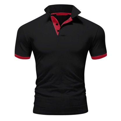 Koszulka Polo Męska – Stójka Kontrastowe Wykończenie Slim Fit