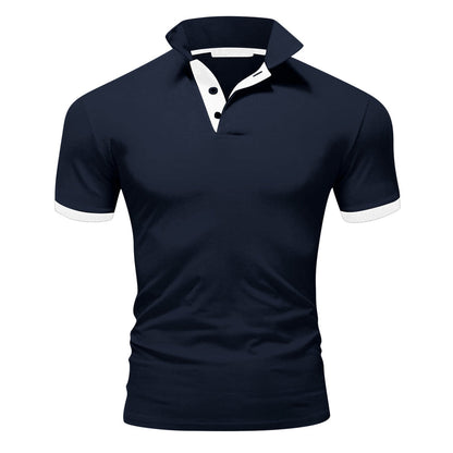Koszulka Polo Męska – Stójka Kontrastowe Wykończenie Slim Fit
