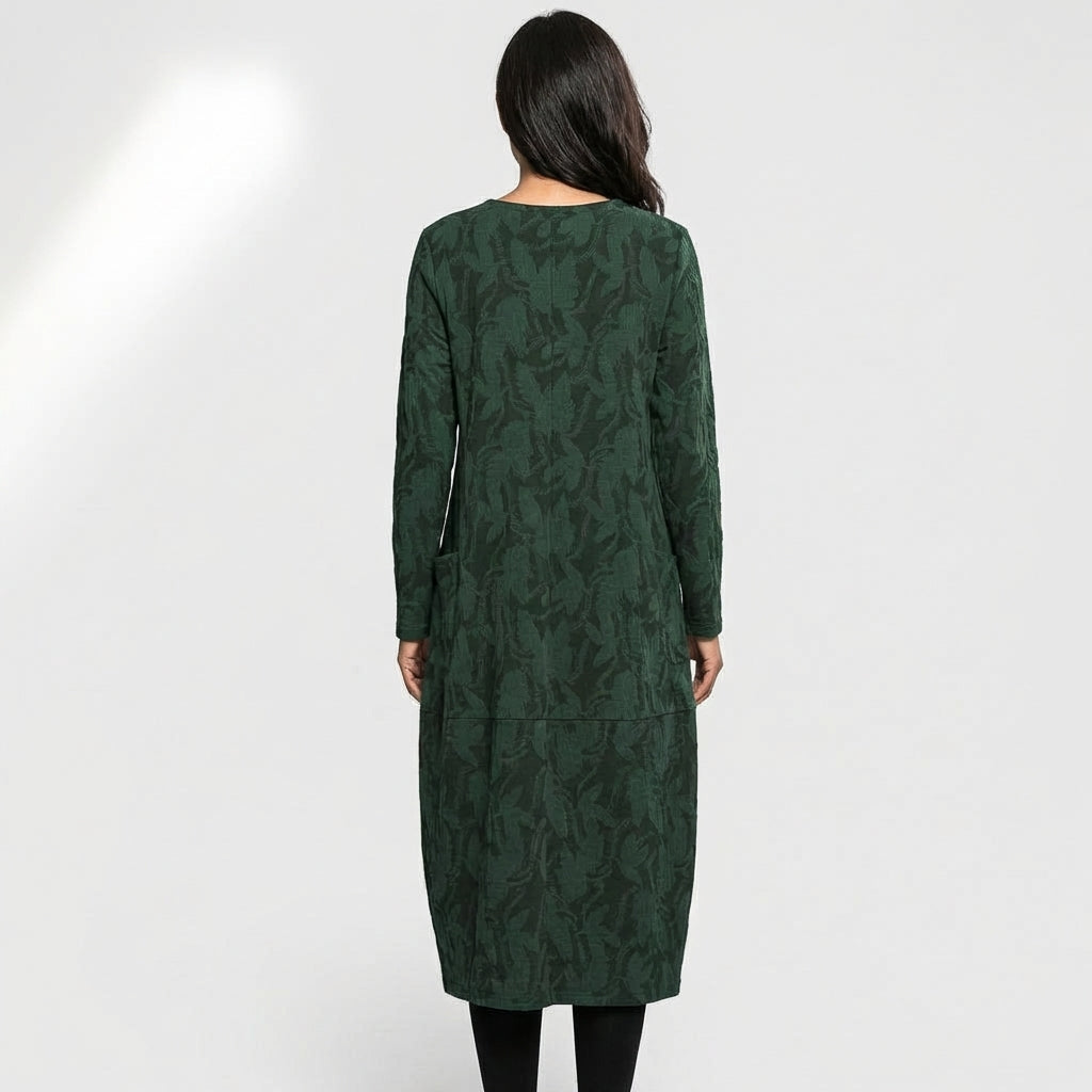 Sage Textured Midi Dress - Back View