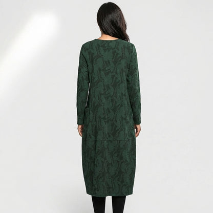 Sage Textured Midi Dress - Back View