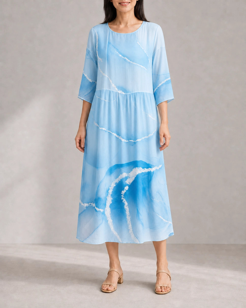 Women's Printed Midi Dress — technical side view