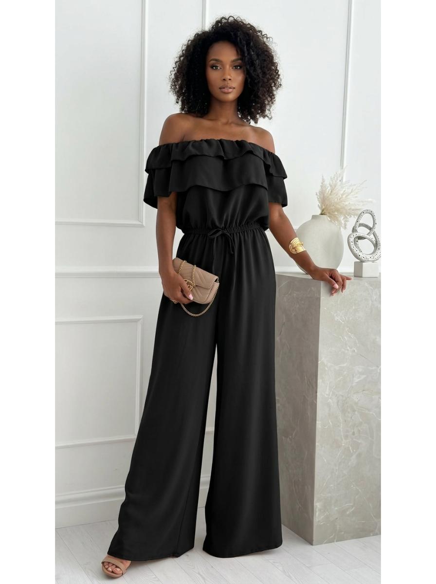 Black off-shoulder ruffle jumpsuit - Studio