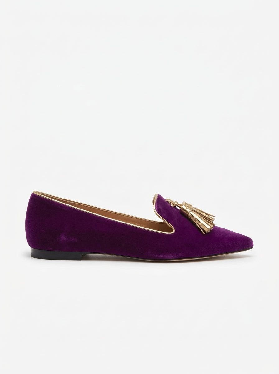 Women's Pointed Toe Tassel Loafers - side profile